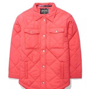 American Eagle NWOT Oversized Puffer Shacket Collared Lined Shirt Jacket Pink XS